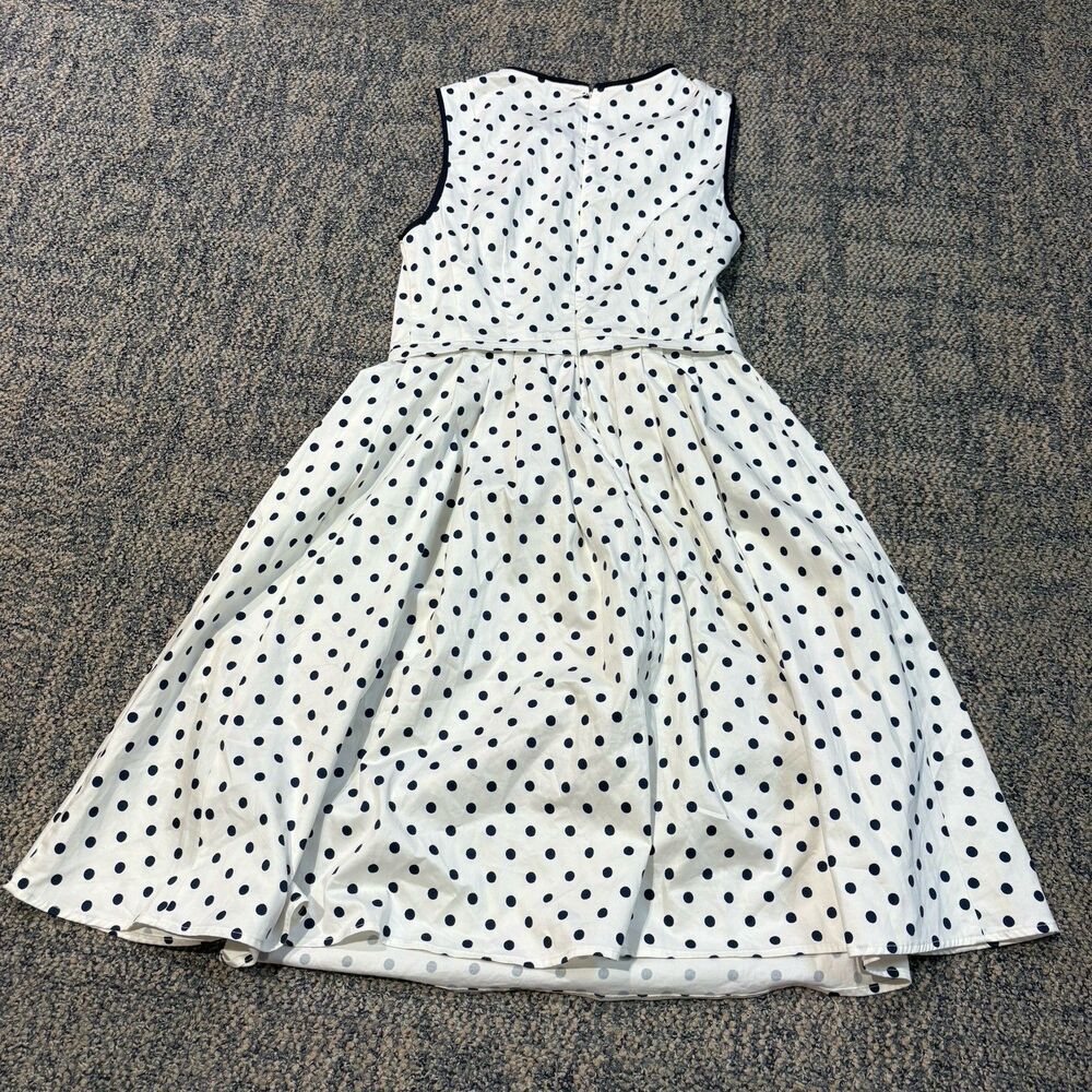 Boden Cotton Navy & White Polka Dot Sleeveless Dress Classic Preppy Look Size 2R - Picture 2 of 8